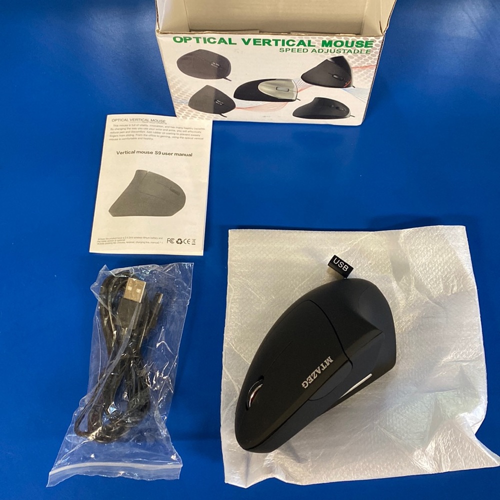 New Open Box Untested Optical Vertical Mouse Speed Adjustable
